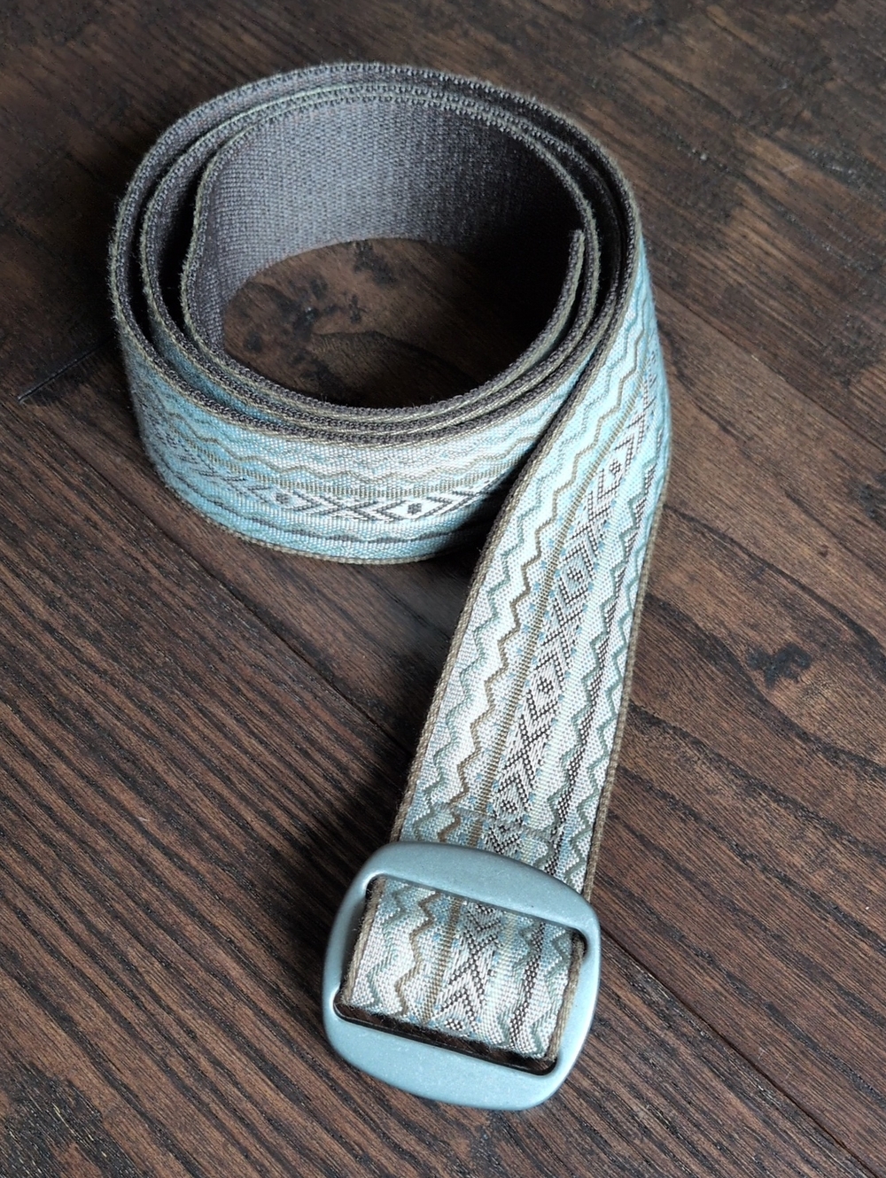 BISON I Sea Fog Manzo Reversible Nylon Ribbon Belt with Aluminum Buckle, Medium